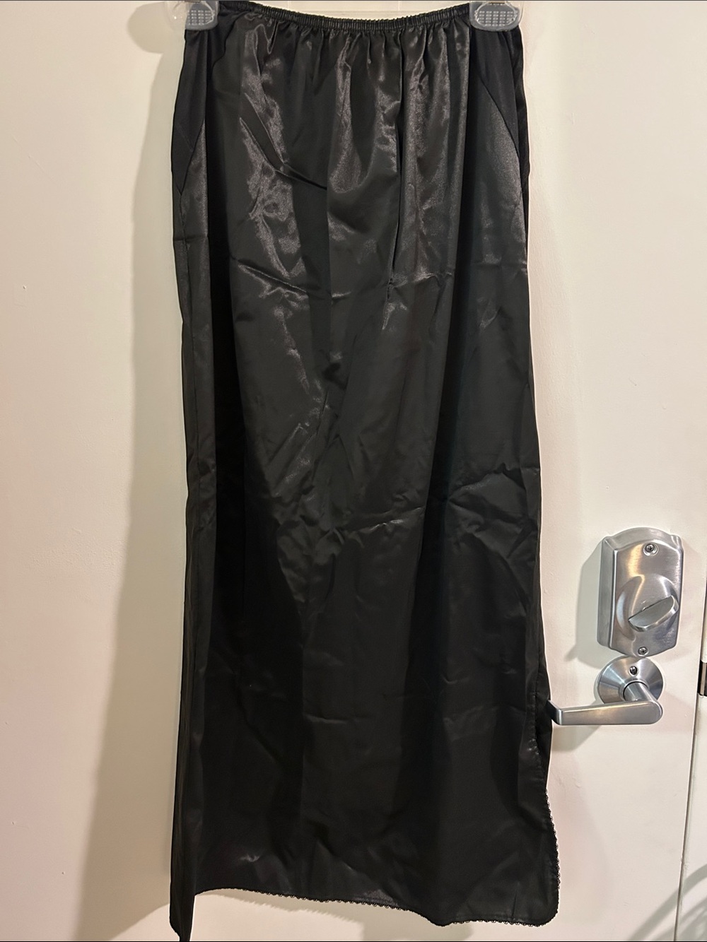 Black Satin Half Slip for Women-Vintage